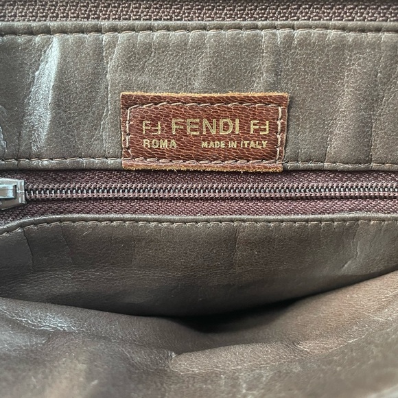 Vintage Fendi Brown Leather Woven Crossbody Bag - Picture 7 of 9